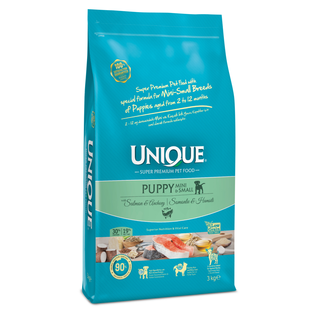 Unique Mini&Small Somonlu ve Hamsili Küçük Irk  Düşük Tahıllı Yavru Köpek Maması 3kg