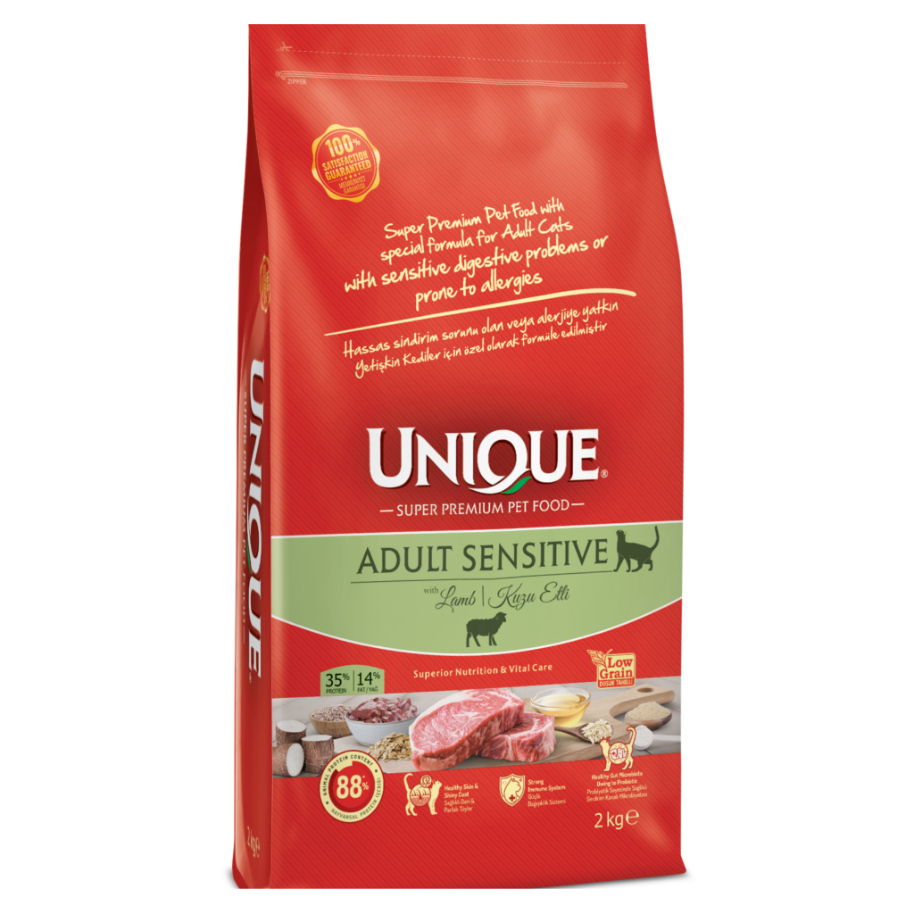 Unique Sensitive Kuzulu Hassas Sindirim Sistemi İçin Düşük Tahıllı Yetişkin Kedi Maması 2kg