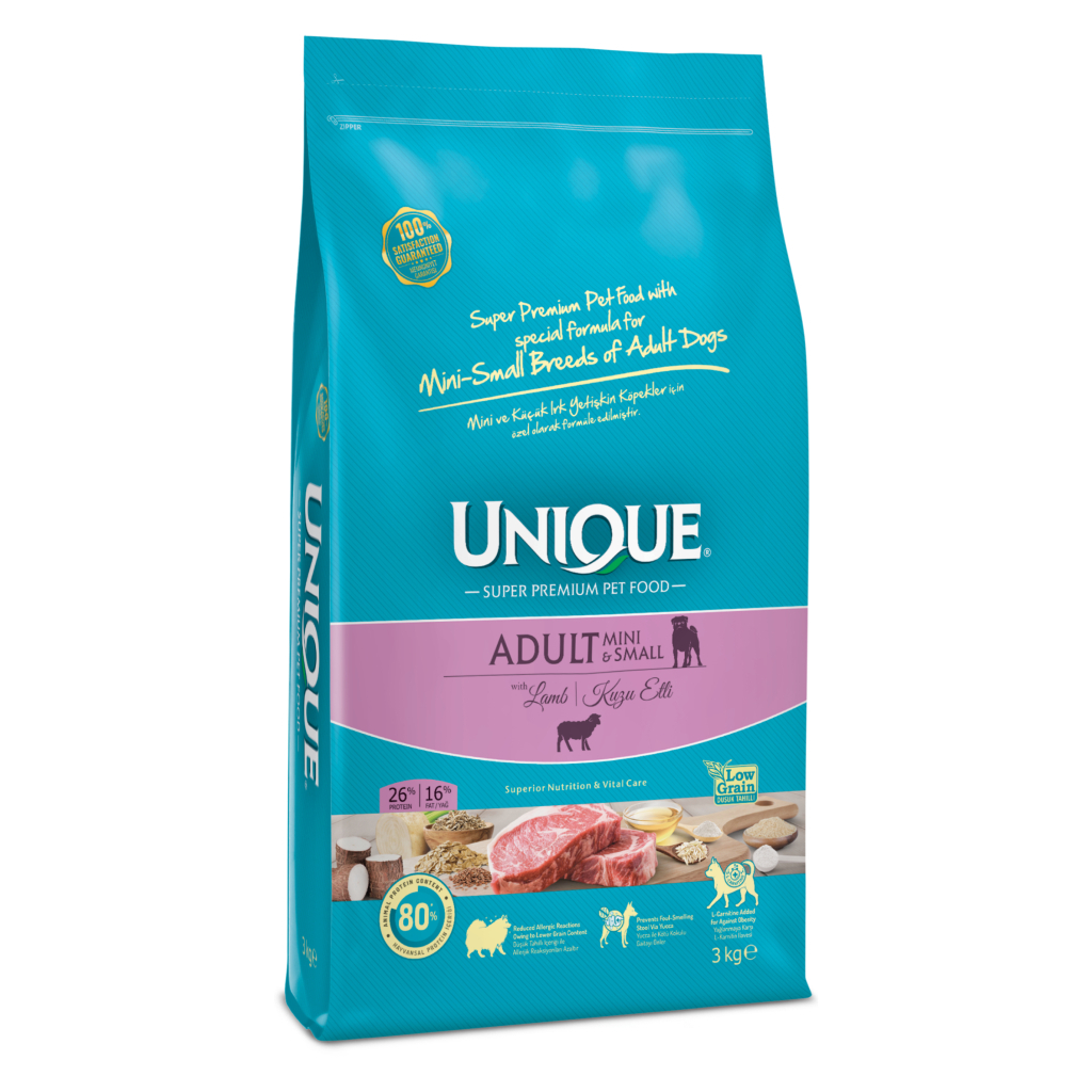 Unique Mini&Small Kuzulu Küçük Irk Düşük Tahıllı Yetişkin Köpek Maması 3kg