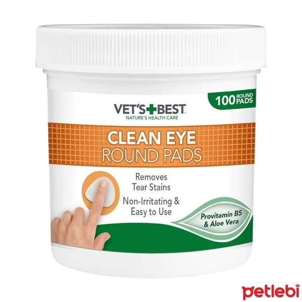 VET'S BEST Kedi ve Köpekler için Aloe Vera Özlü Göz Temizleme Pedi (100'lü)