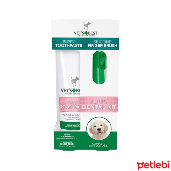 VET'S BEST Yavru Köpekler için Ağız ve Diş Bakım Seti 5,5cm/100gr