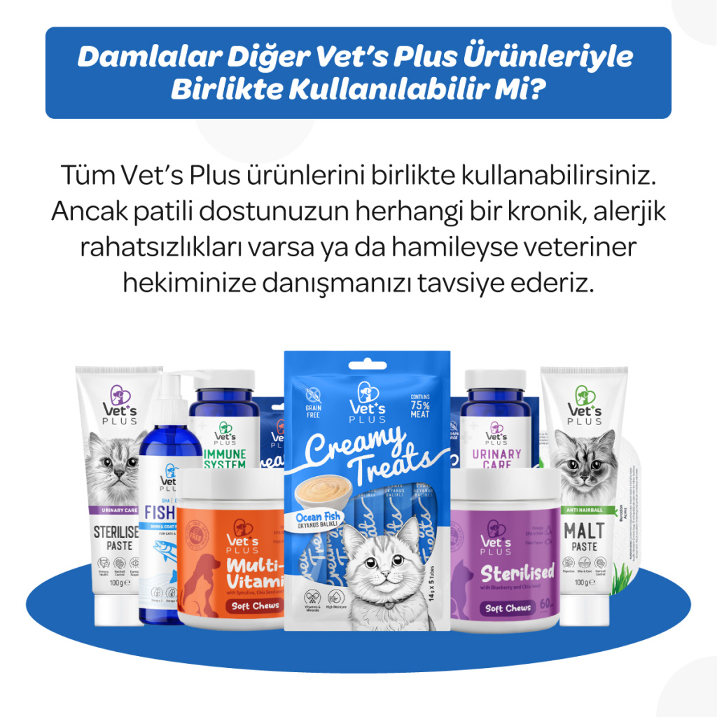 Vet's Plus Hip&Joint Kedi ve Köpekler İçin Eklem Yapısı Desteği Glukozamin Damla 50ml