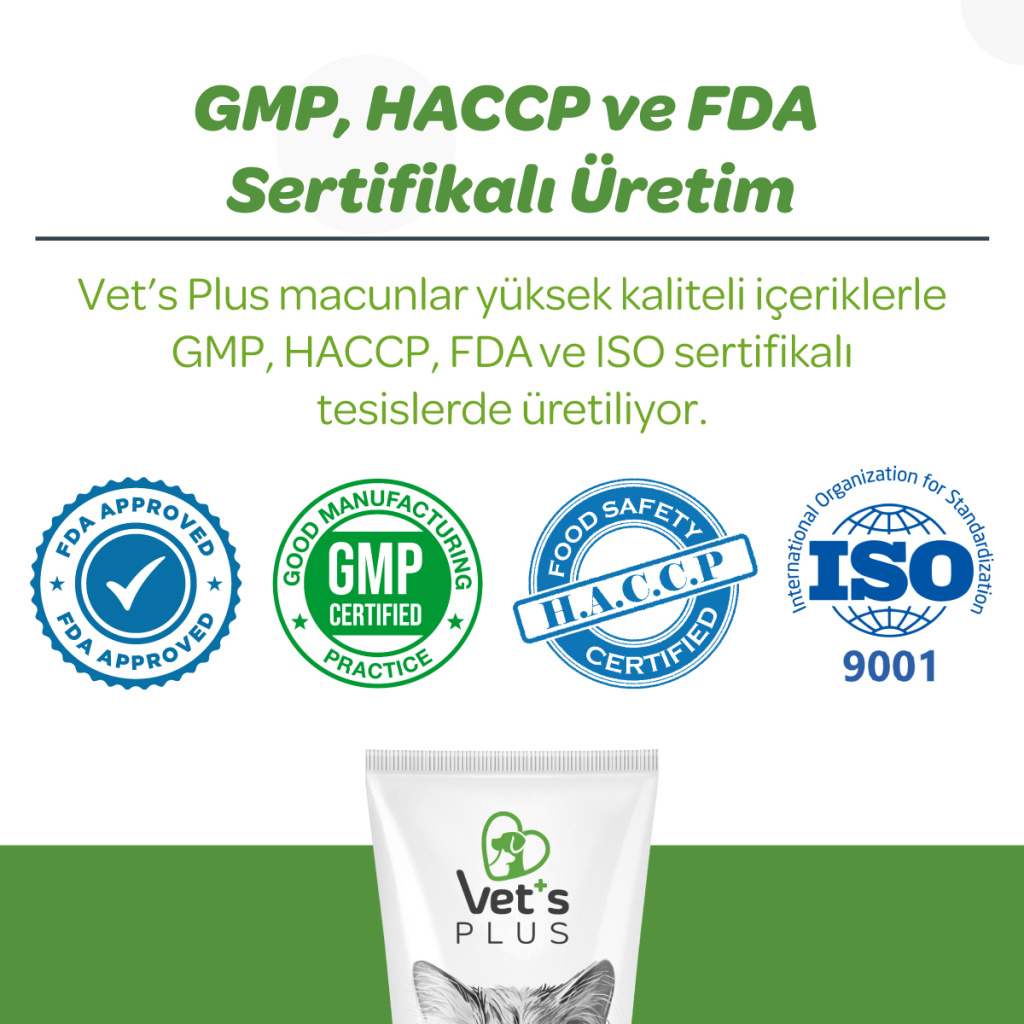 Vet's Plus Anti-Hairball Tüy Yumağı Önleyici Malt Kedi Macunu 100gr+5'li Krema Ödül HEDİYE!