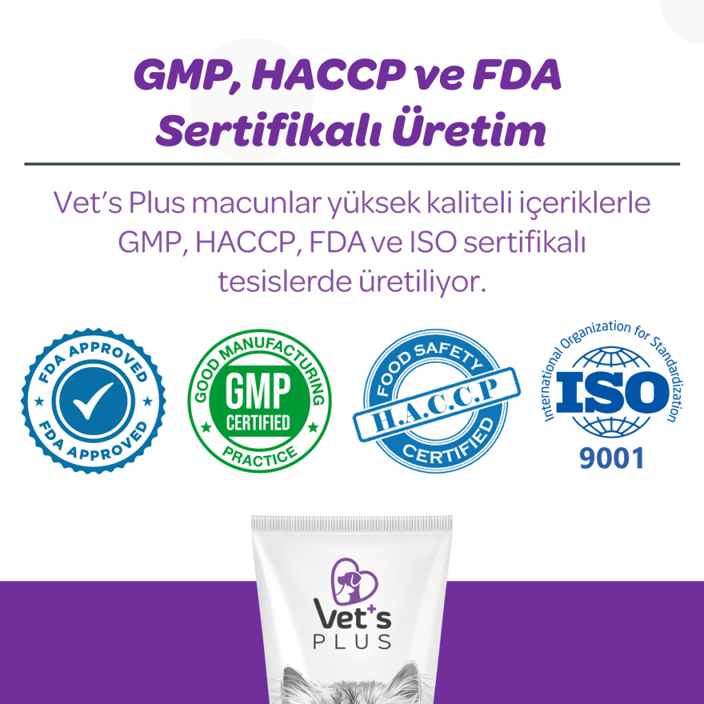 Vet's Plus Kısırlaştırılmış Kediler İçin Malt Kedi Macunu 100gr+5'li Krema Ödül HEDİYE!