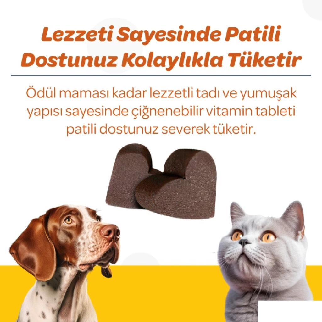 Vet's Plus Immune Kedi ve Köpekler İçin Bağışıklık Sistemi Destekleyici Çiğnenebilir Tablet (60'lı)