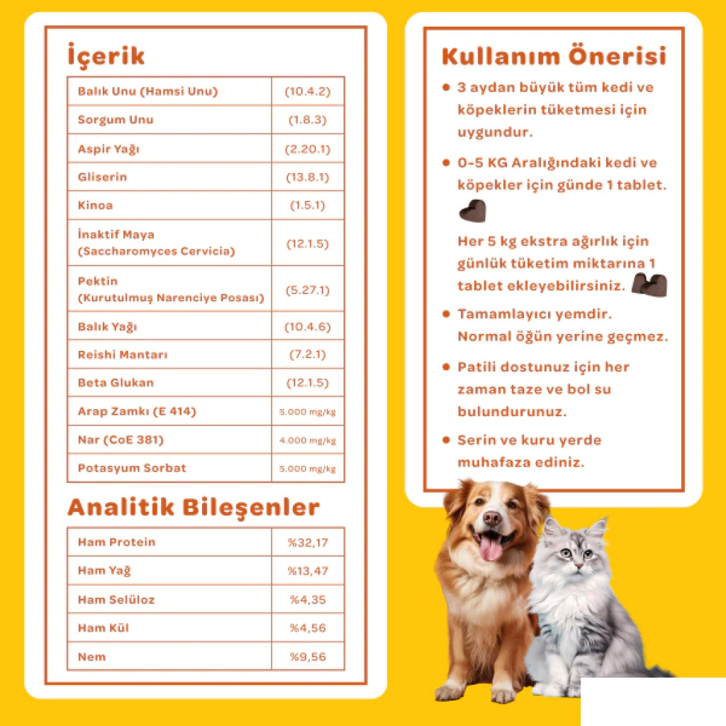 Vet's Plus Immune Kedi ve Köpekler İçin Bağışıklık Sistemi Destekleyici Çiğnenebilir Tablet (60'lı)
