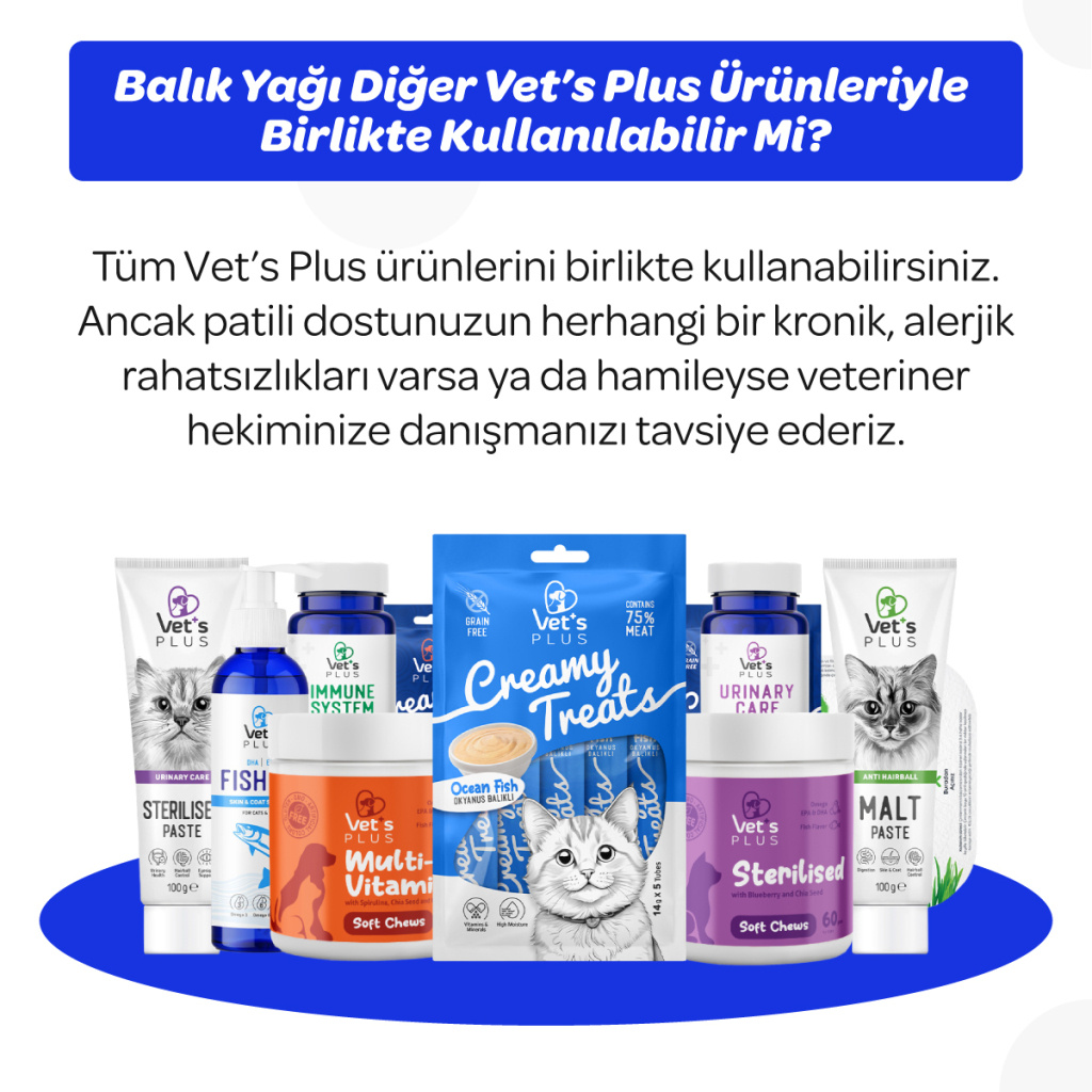 Vet's Plus Kedi ve Köpekler için Balık Yağı 200ml