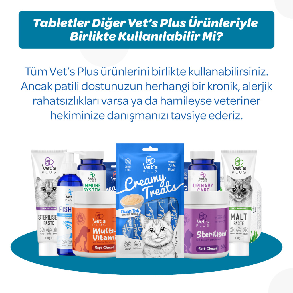 Vet's Plus Derma Care Deri ve Tüy Yapısı Destekleyici Tablet (75'li)+Derma Care Tablet HEDİYE!