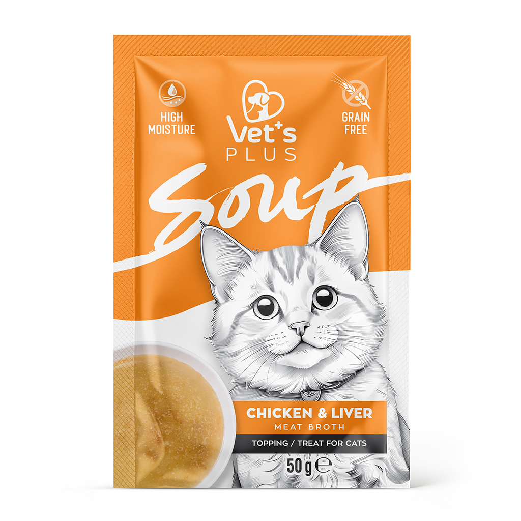 Vet's Plus Tavuklu ve Ciğerli Tahılsız Kedi Çorbası 50gr