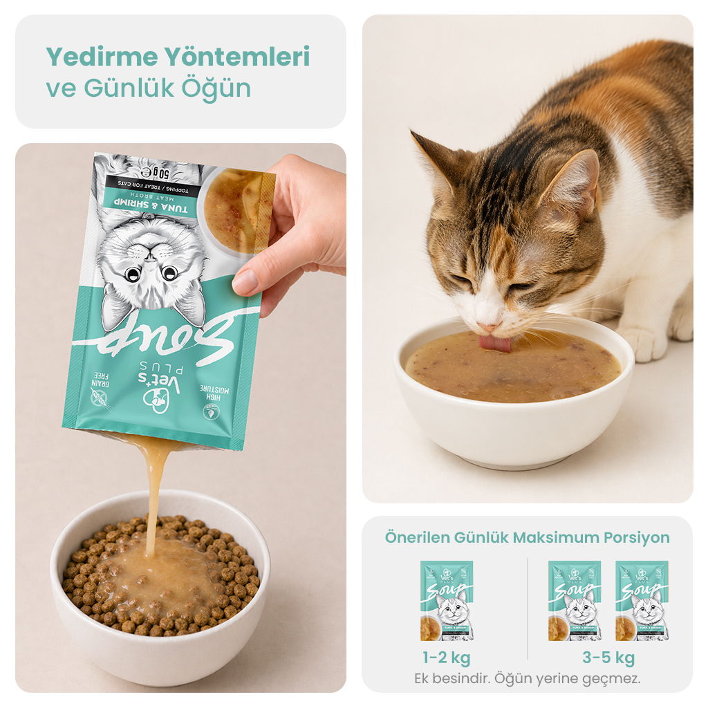 Vet's Plus Ton Balıklı ve Karidesli Tahılsız Kedi Çorbası 50gr