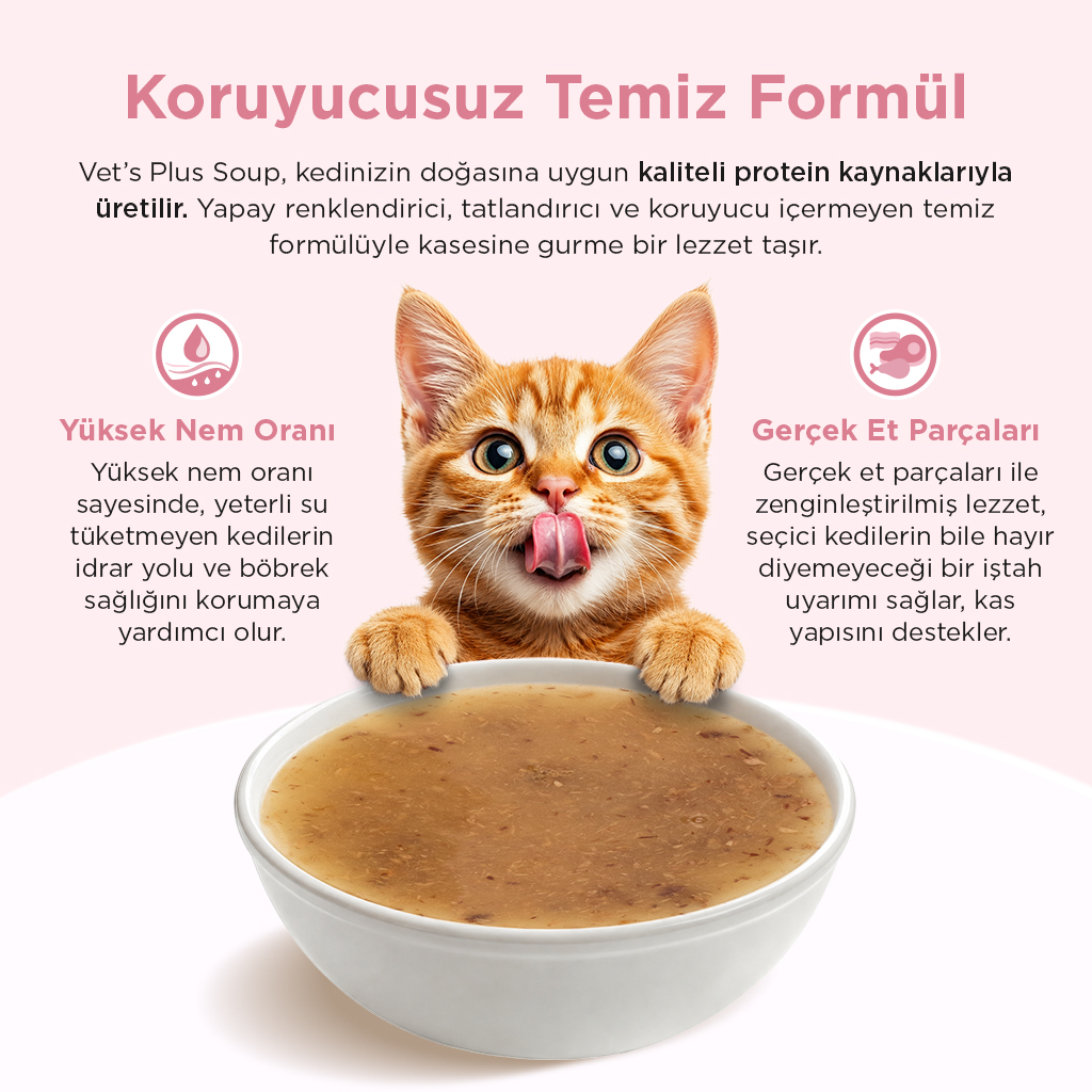 Vet's Plus Somonlu ve Ton Balıklı Tahılsız Kedi Çorbası 50gr