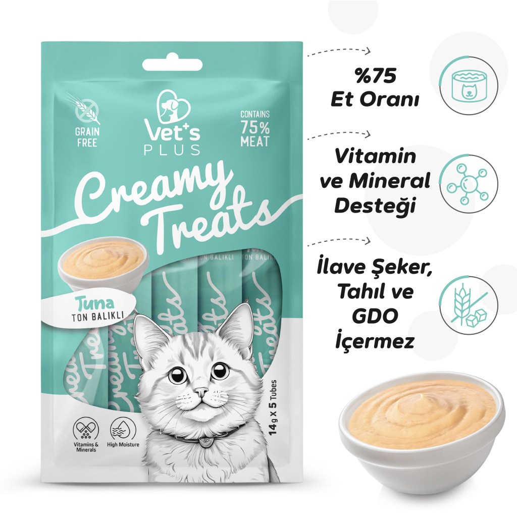 Vet's Plus Ton Balıklı Krema Kedi Ödül Maması 14gr (20 Adet)