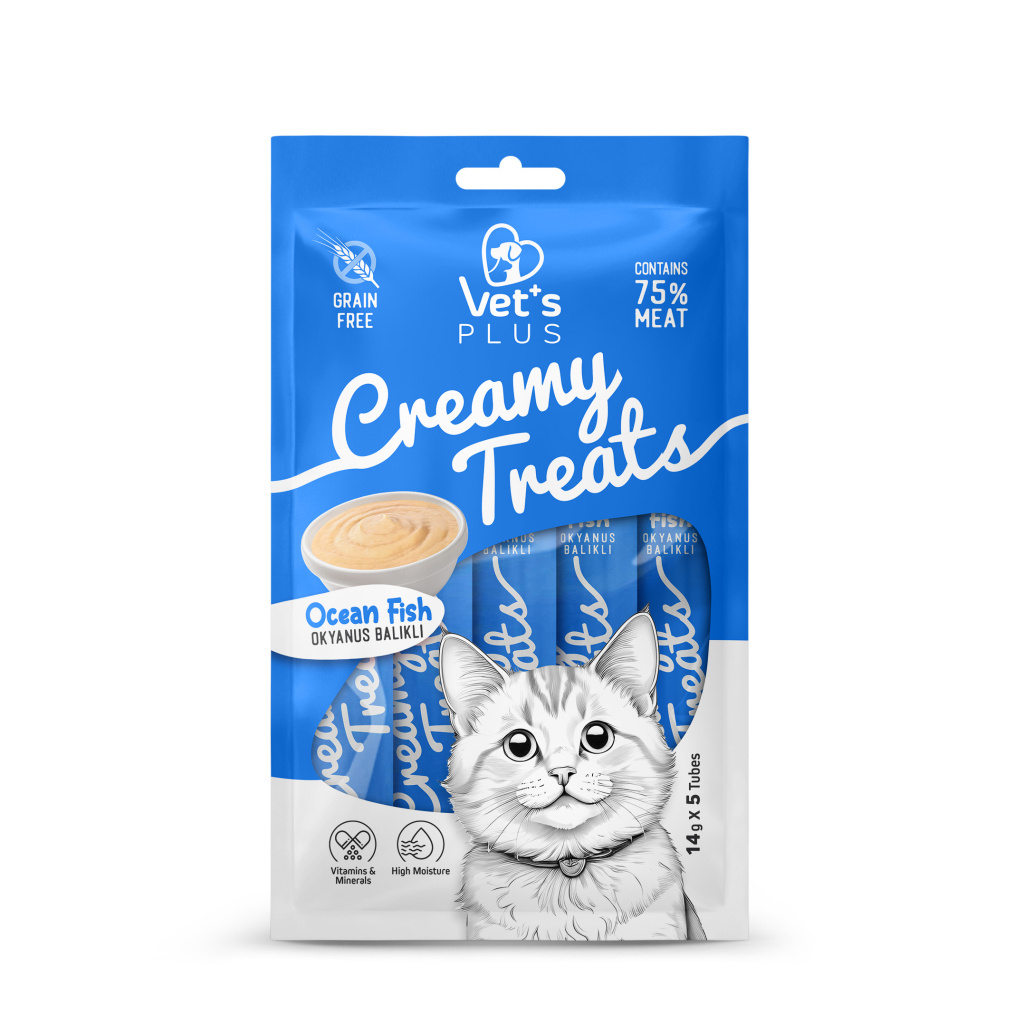 Vet's Plus Okyanus Balıklı Krema Kedi Ödül Maması 14gr (20 Adet)