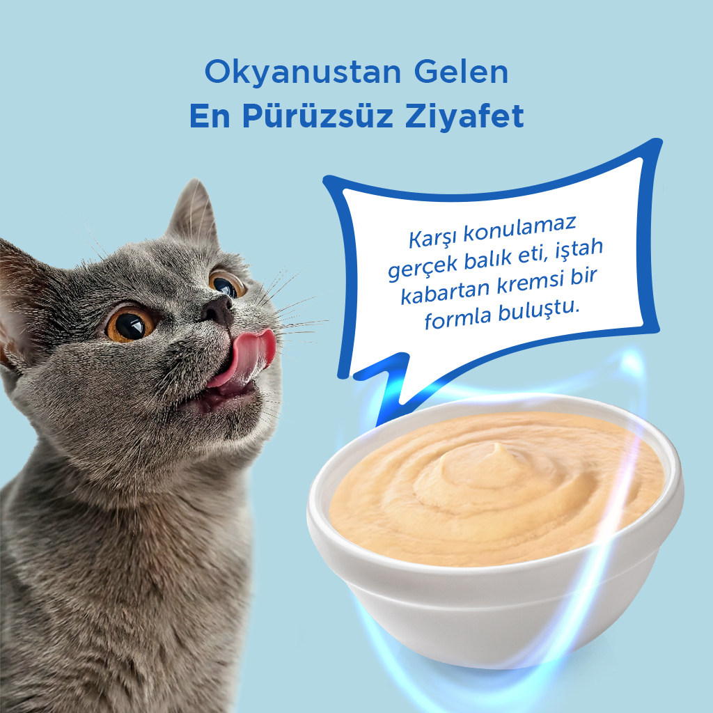 Vet's Plus Okyanus Balıklı Krema Kedi Ödül Maması 14gr (20 Adet)