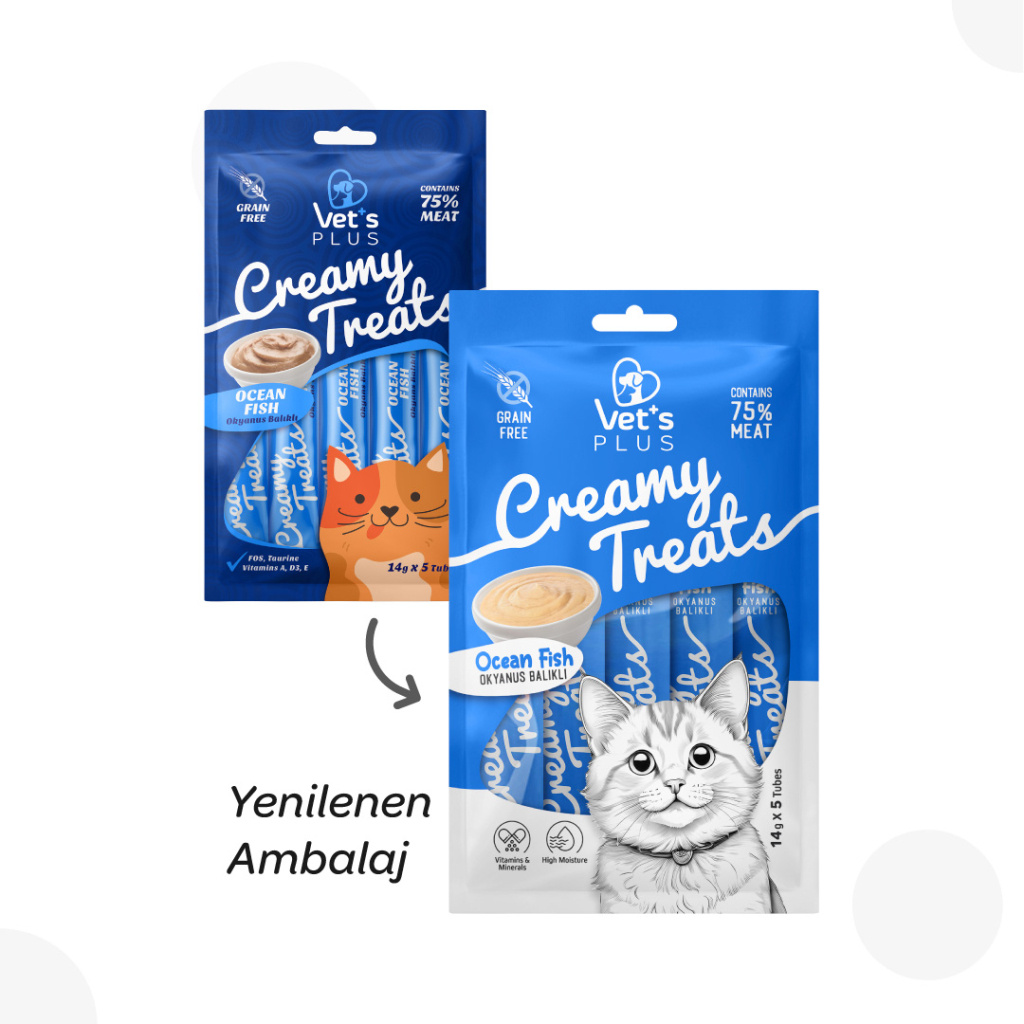 Vet's Plus Okyanus Balıklı Krema Kedi Ödül Maması 14gr (5'li)