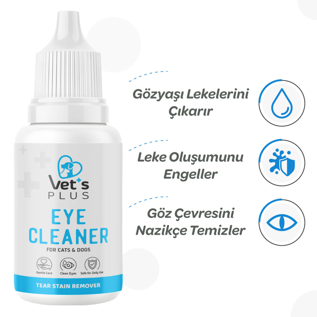 Vet's Plus Kedi ve Köpekler için Gözyaşı Lekesi Temizleme Solüsyonu 50ml
