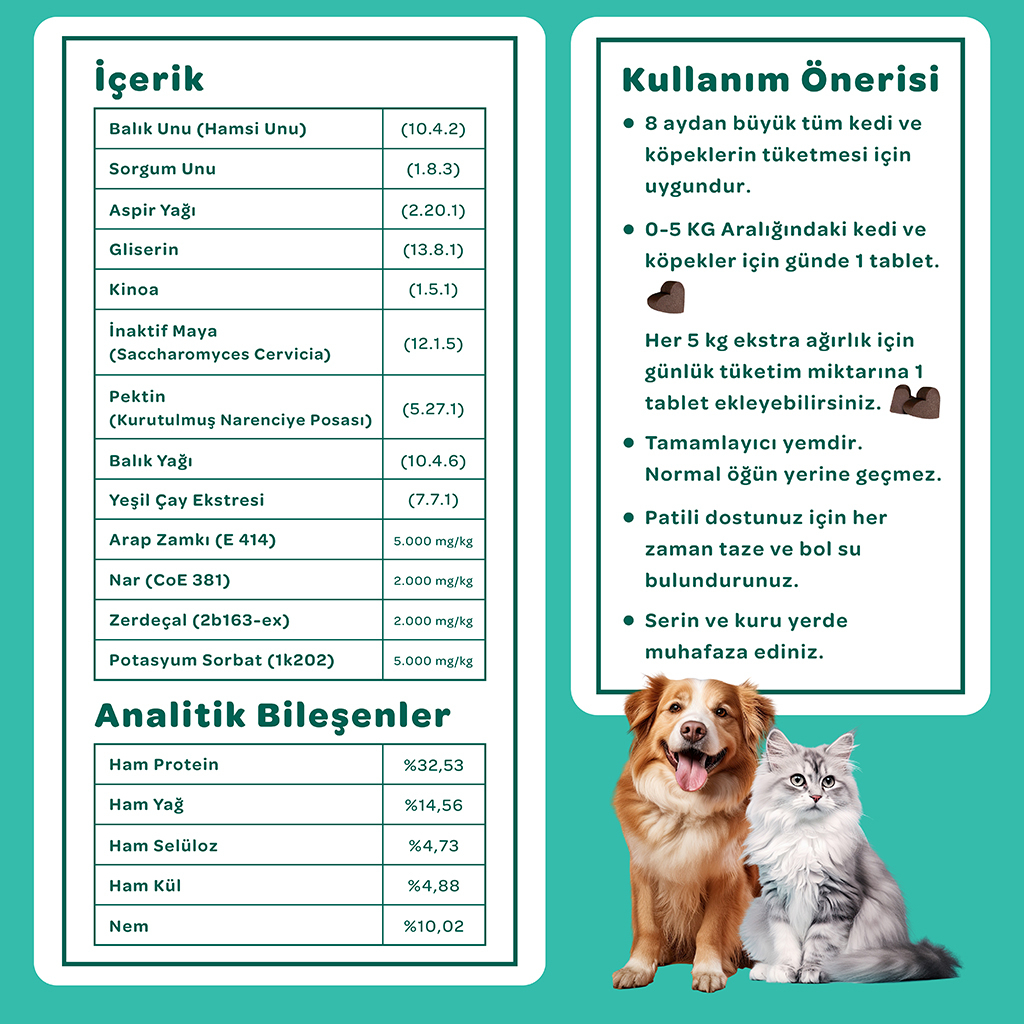 Vet's Plus Dental Kedi ve Köpekler İçin Diş Bakımı Çiğnenebilir Tablet (60'lı)