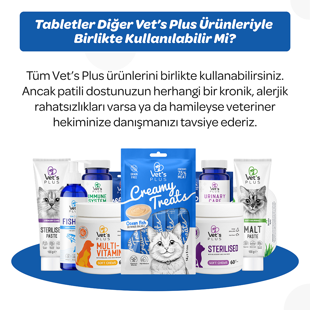 Vet's Plus Hip&Joint Kedi ve Köpekler İçin Eklem Destekleyici Çiğnenebilir Tablet (60'lı)