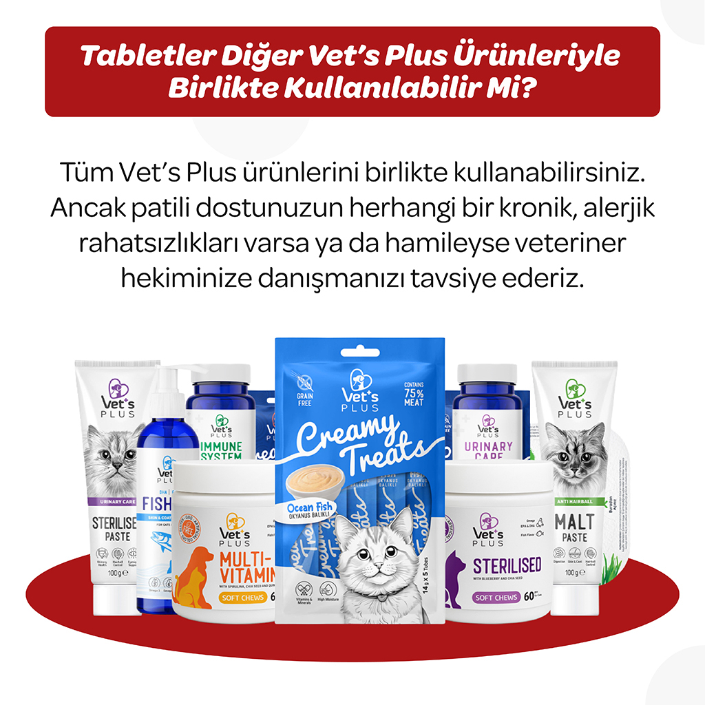 Vet's Plus Immune Kedi ve Köpekler İçin Bağışıklık Sistemi Destekleyici Çiğnenebilir Tablet (60'lı)