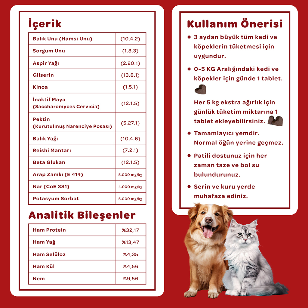 Vet's Plus Immune Kedi ve Köpekler İçin Bağışıklık Sistemi Destekleyici Çiğnenebilir Tablet (60'lı)