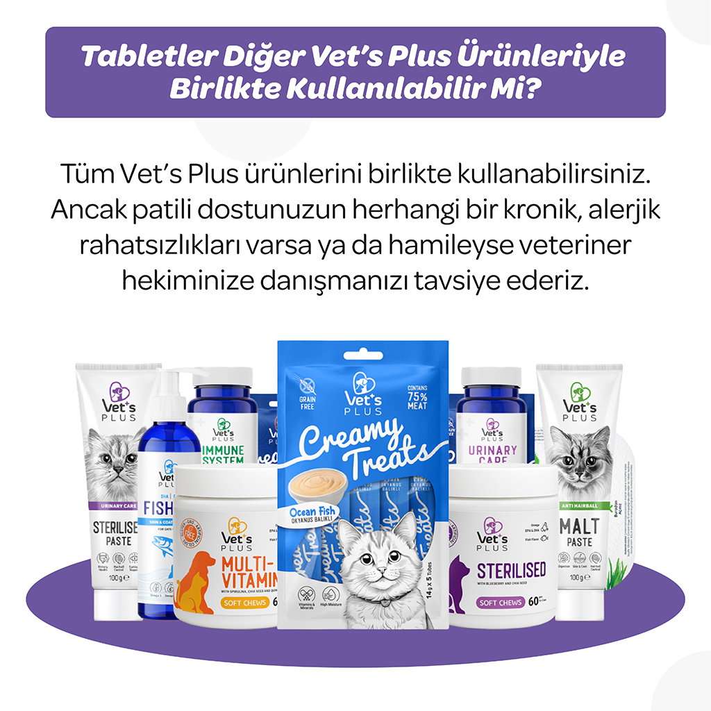 Vet's Plus Calming Kedi ve Köpekler İçin Sakinleştirici Çiğnenebilir Tablet (60'lı)
