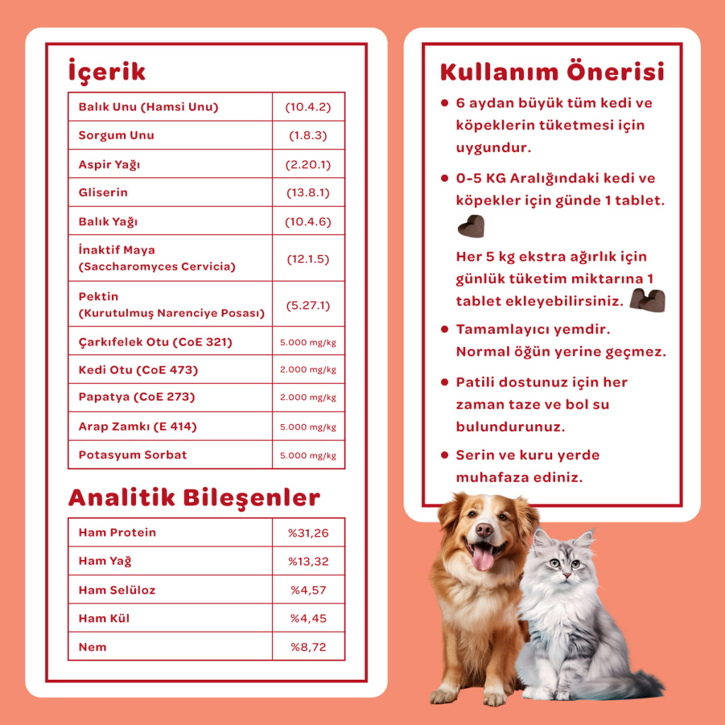 Vet's Plus Calming Kedi ve Köpekler İçin Sakinleştirici Çiğnenebilir Tablet (60'lı)