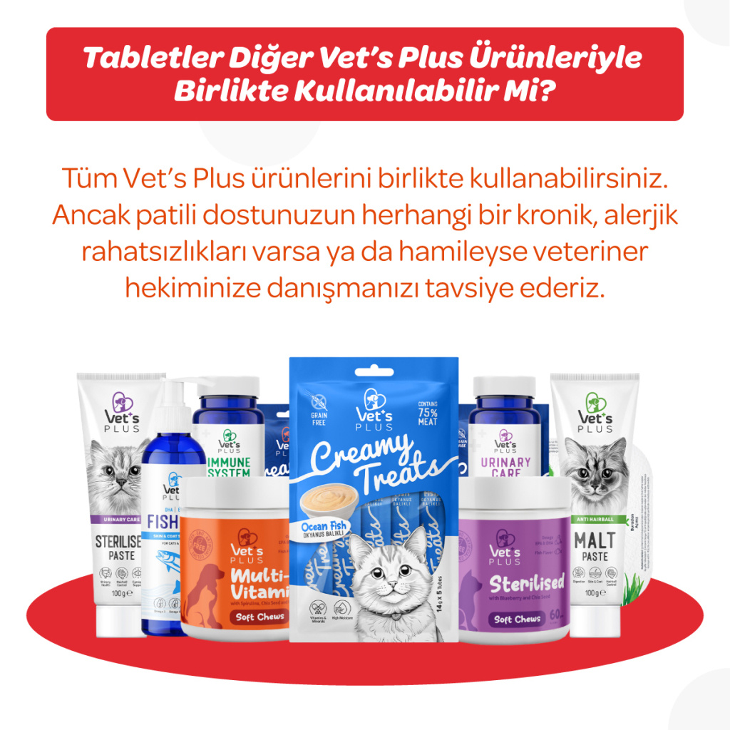 Vet's Plus Brewers Yeast Sindirim Sistemi Destekleyici Tablet (75'li)+Derma Care Tablet HEDİYE!