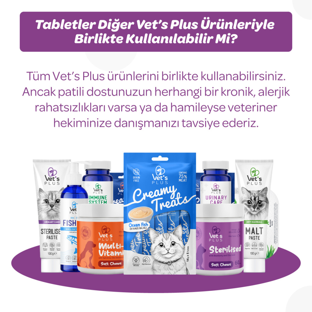 Vet's Plus Urinary Care İdrar Yolları Destekleyici Tablet (75'li)+Derma Care Tablet HEDİYE!