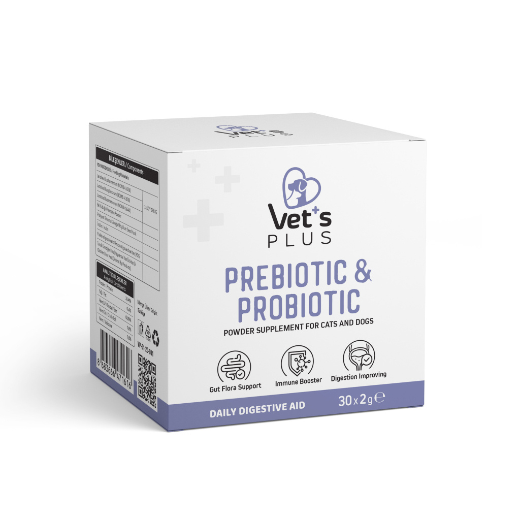 Vet's Plus Kedi ve Köpekler İçin Prebiyotik ve Probiyotik Toz 2gr (30'lu)