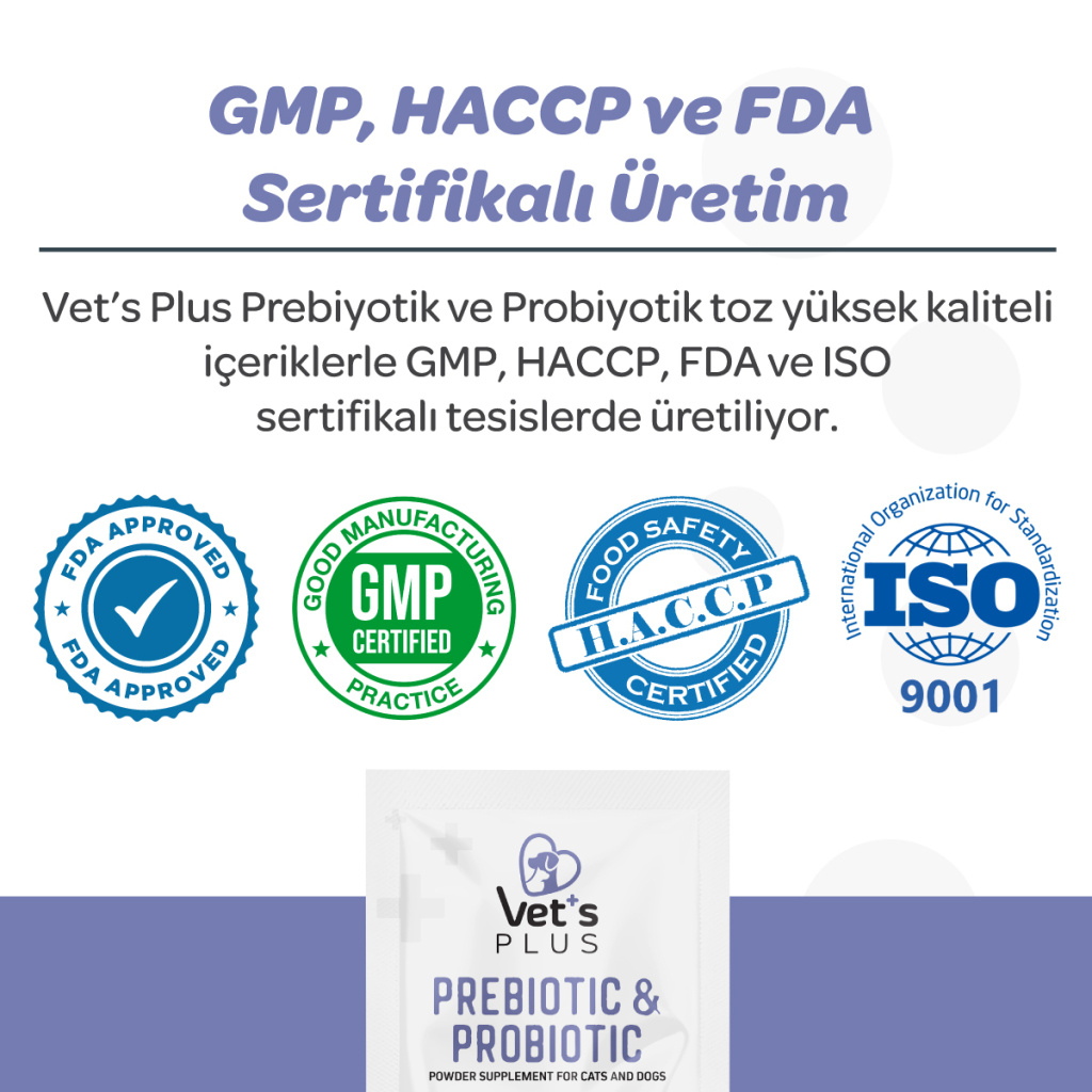 Vet's Plus Kedi ve Köpekler İçin Prebiyotik ve Probiyotik Toz 2gr (15 Adet)