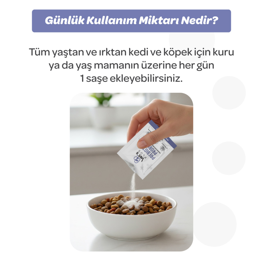 Vet's Plus Kedi ve Köpekler İçin Prebiyotik ve Probiyotik Toz 2gr (15 Adet)