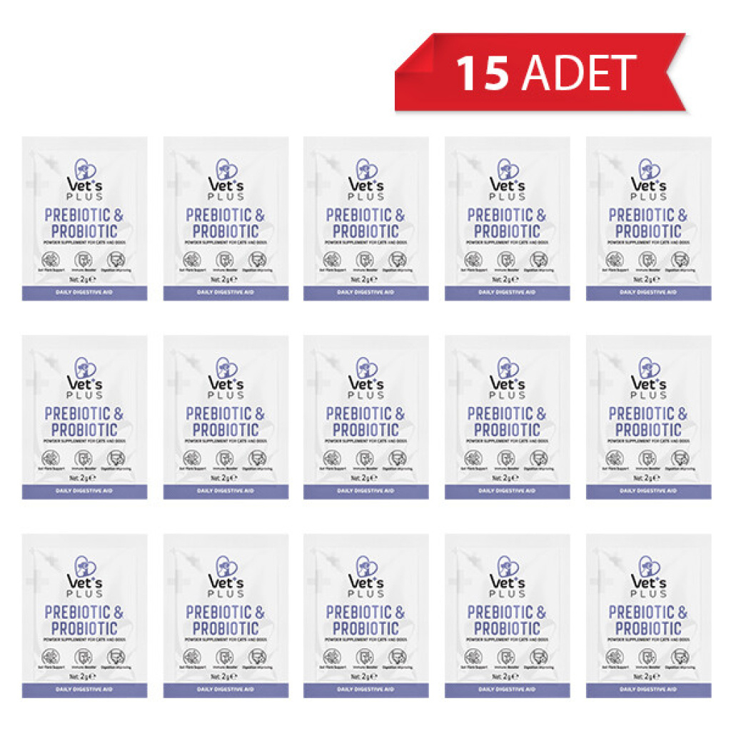 Vet's Plus Kedi ve Köpekler İçin Prebiyotik ve Probiyotik Toz 2gr (15 Adet)