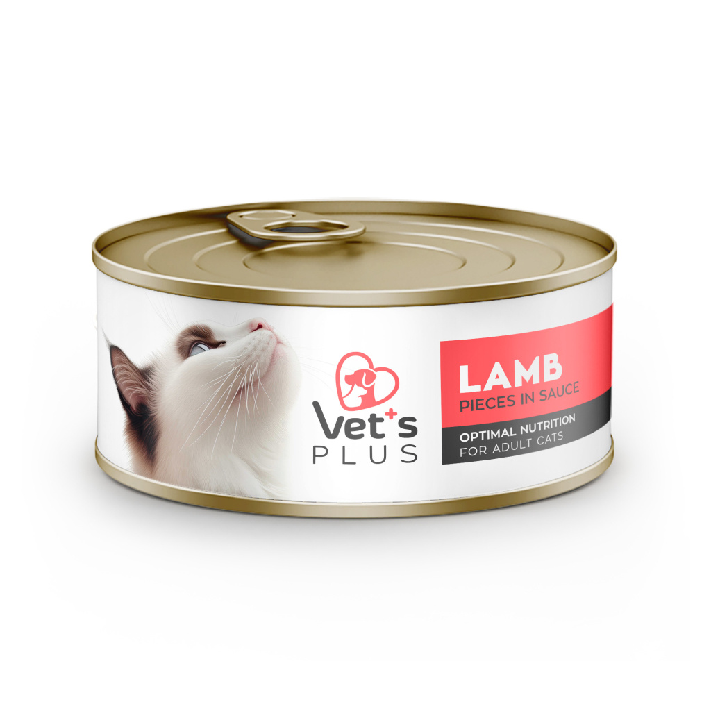Vet's Plus Optimal Nutrition Kuzu Etli Tahılsız Kedi Konservesi 85gr