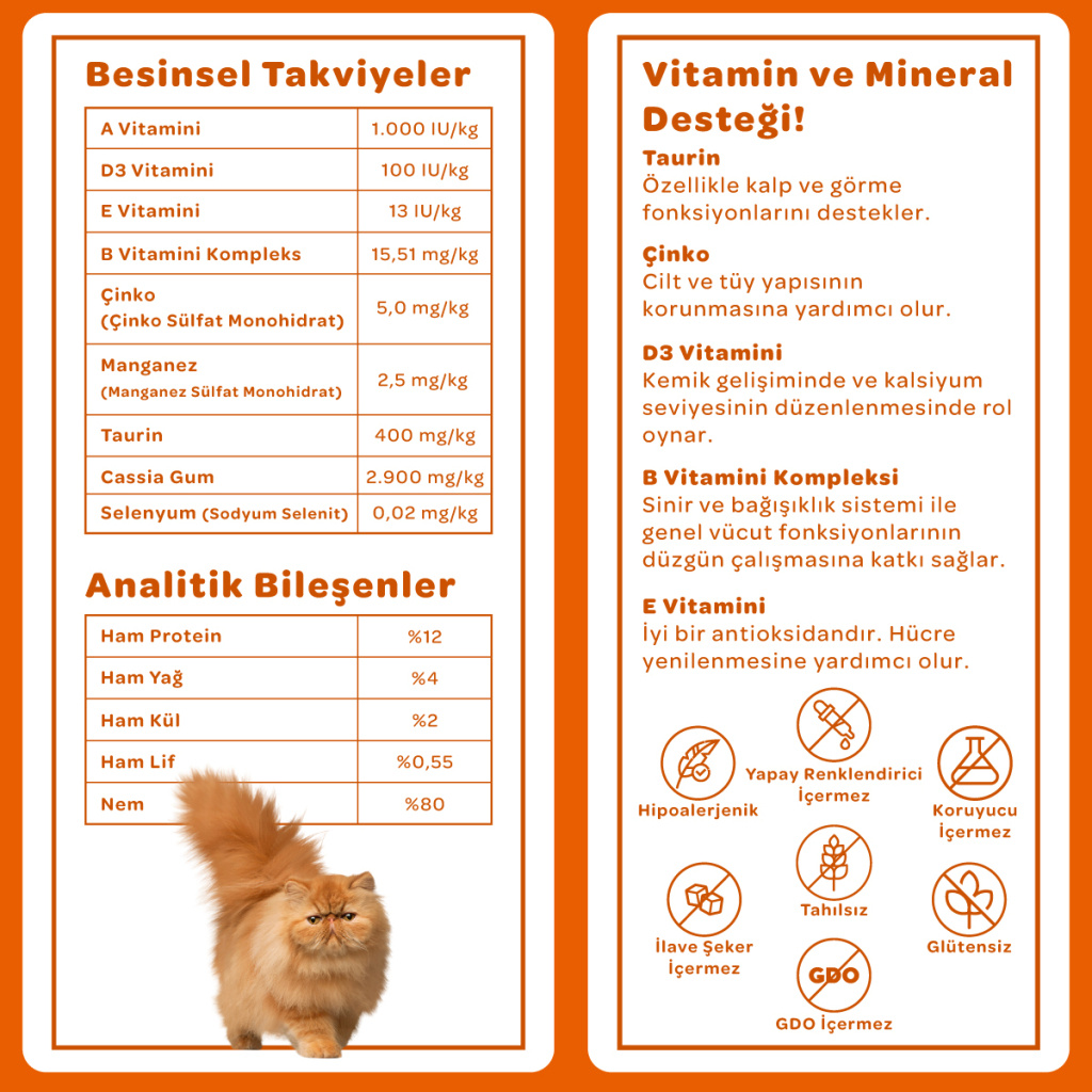 Vet's Plus Optimal Nutrition Tavuk Etli Tahılsız Kedi Konservesi 85gr