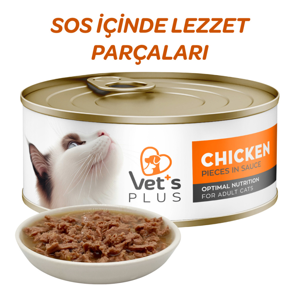 Vet's Plus Optimal Nutrition Tavuk Etli Tahılsız Kedi Konservesi 85gr