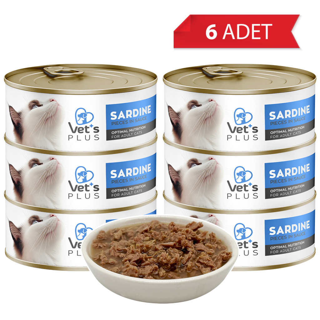 Vet's Plus Optimal Nutrition Sardalya Balıklı Tahılsız Kedi Konservesi 85gr (6 Adet)