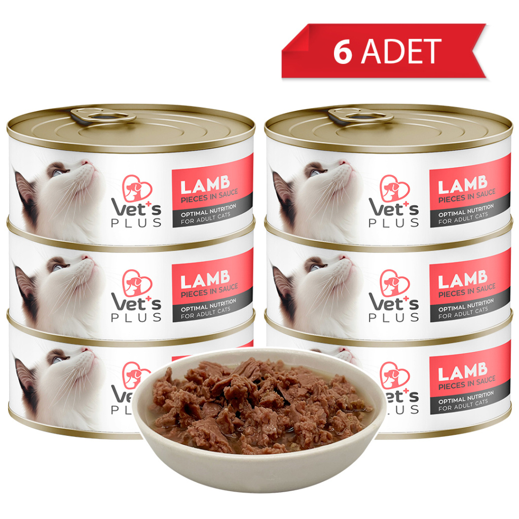 Vet's Plus Optimal Nutrition Kuzu Etli Tahılsız Kedi Konservesi 85gr (6 Adet)