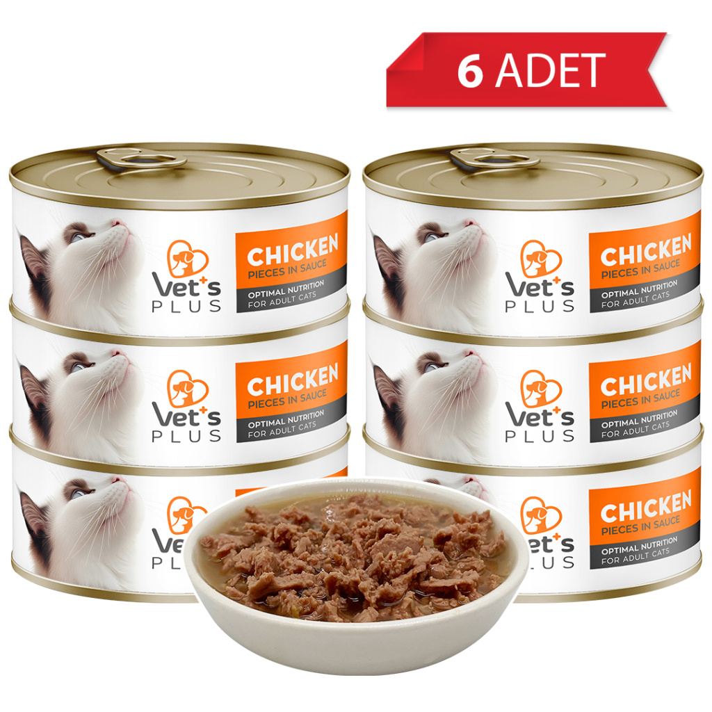 Vet's Plus Optimal Nutrition Tavuk Etli Tahılsız Kedi Konservesi 85gr (6 Adet)