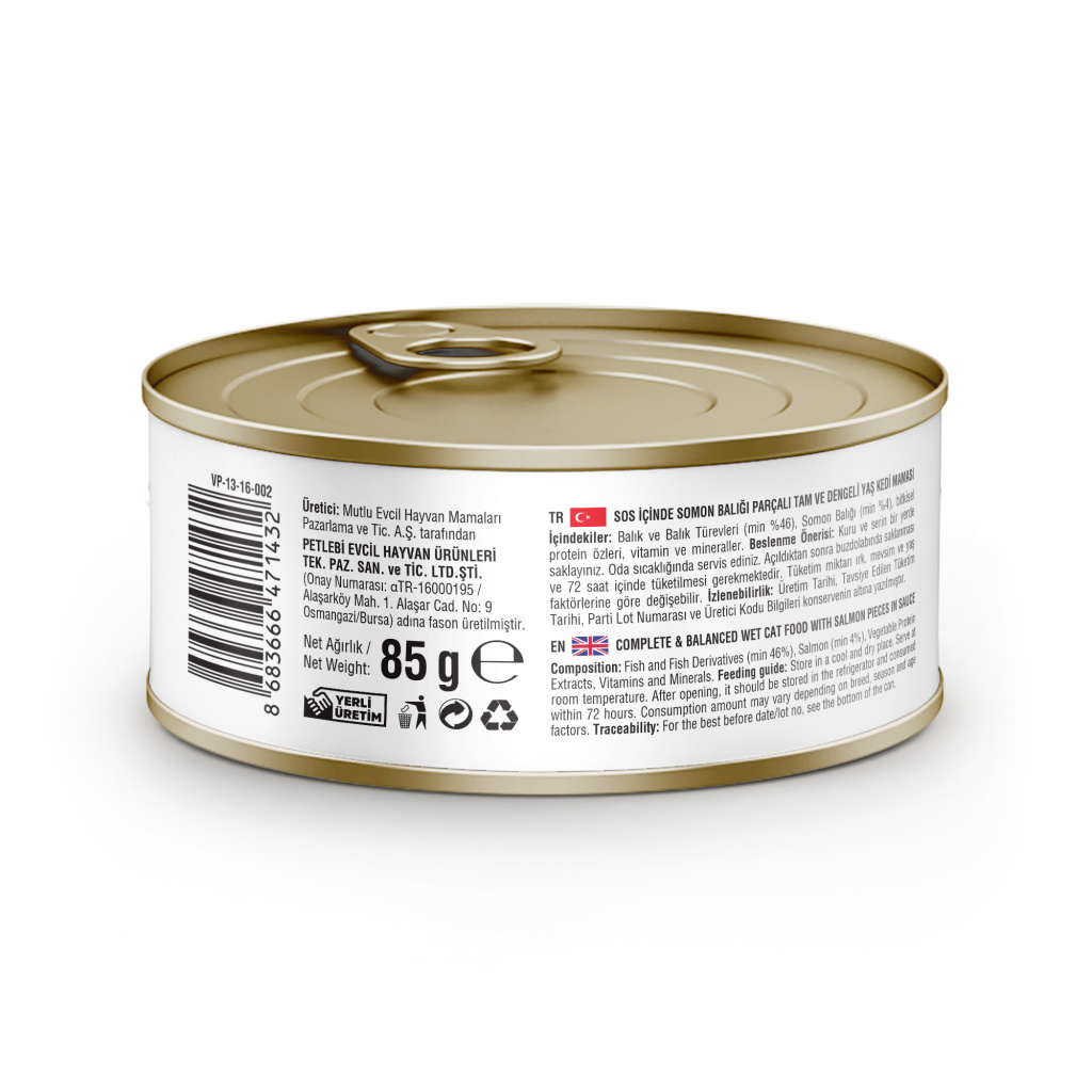 Vet's Plus Optimal Nutrition Balık Lezzeti Serisi Tahılsız Kedi Konservesi 85gr (6 Adet)