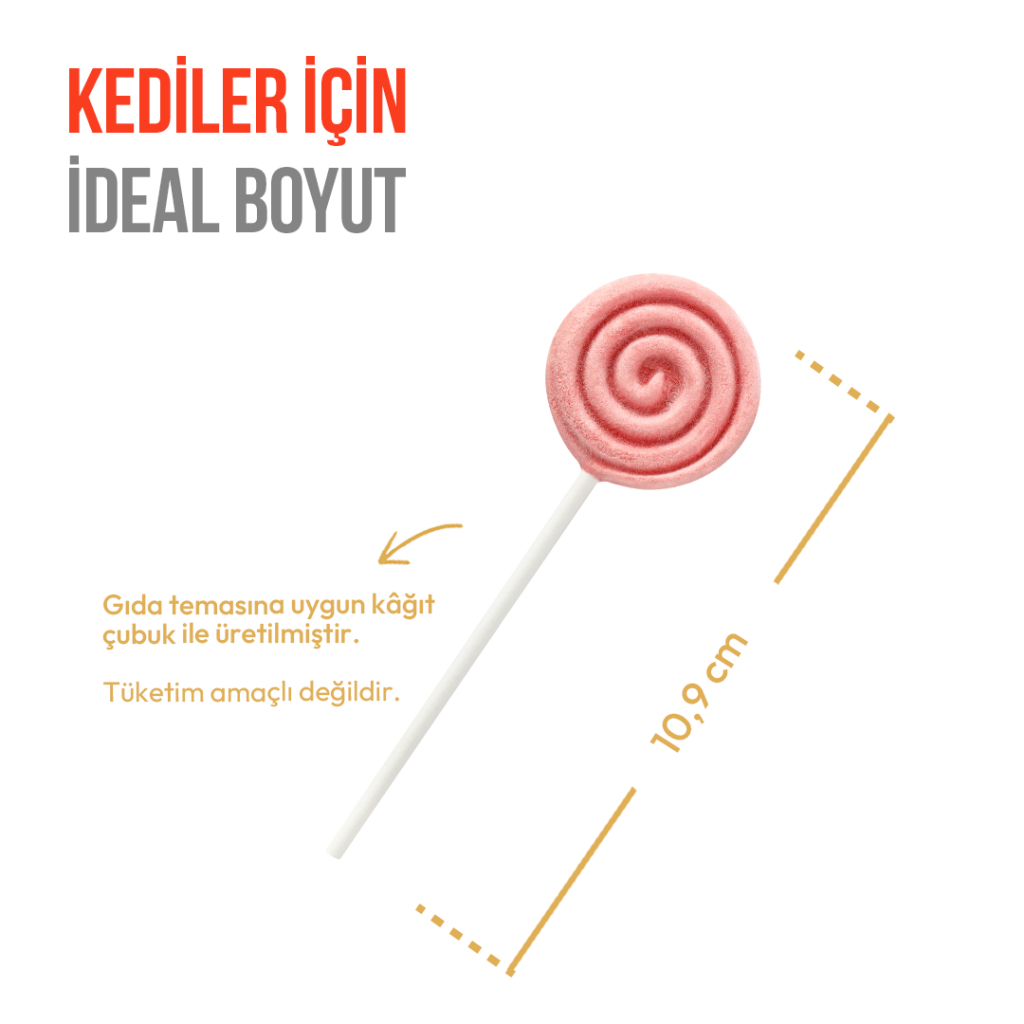 Wanpy LolliPop Dondurularak Kurutulmuş Kızılcıklı Lolipop Kedi Ödül Maması 1,4gr (10'lu)