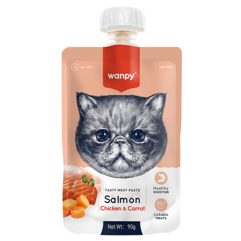 Wanpy Somonlu Tavuklu ve Havuçlu Ezme Kedi Ödül Maması 90gr