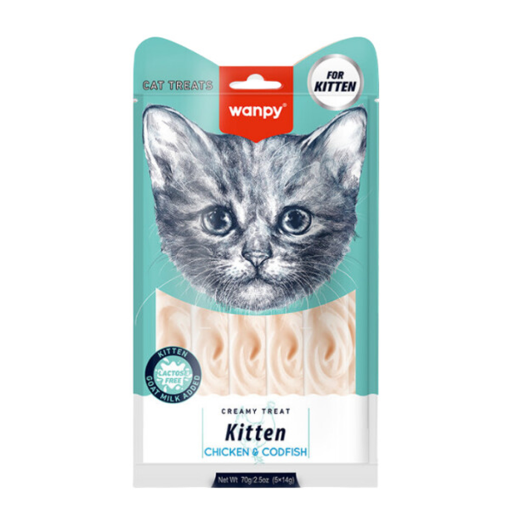 Wanpy Creamy Treat Tavuklu ve Monnalı Yavru Kedi Krema Ödül Maması 14gr (5'li)
