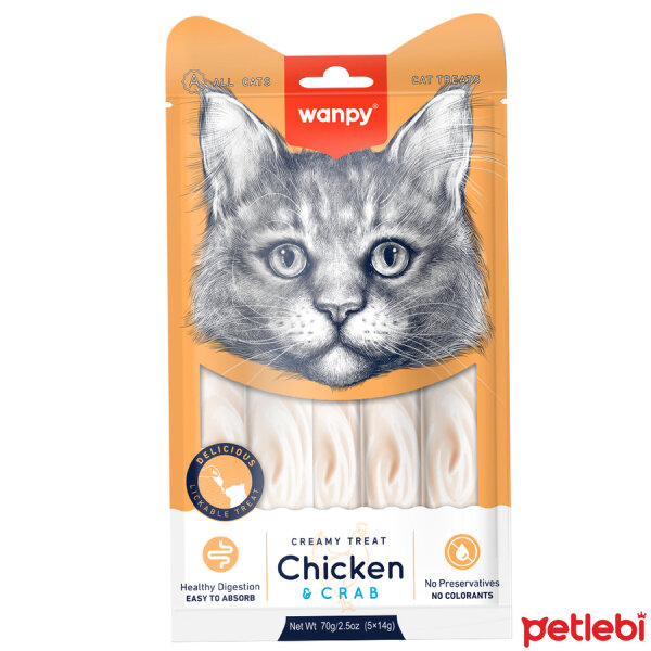 Wanpy Tavuklu ve Yengeçli Sıvı Kedi Ödül Maması 14gr (5'li)