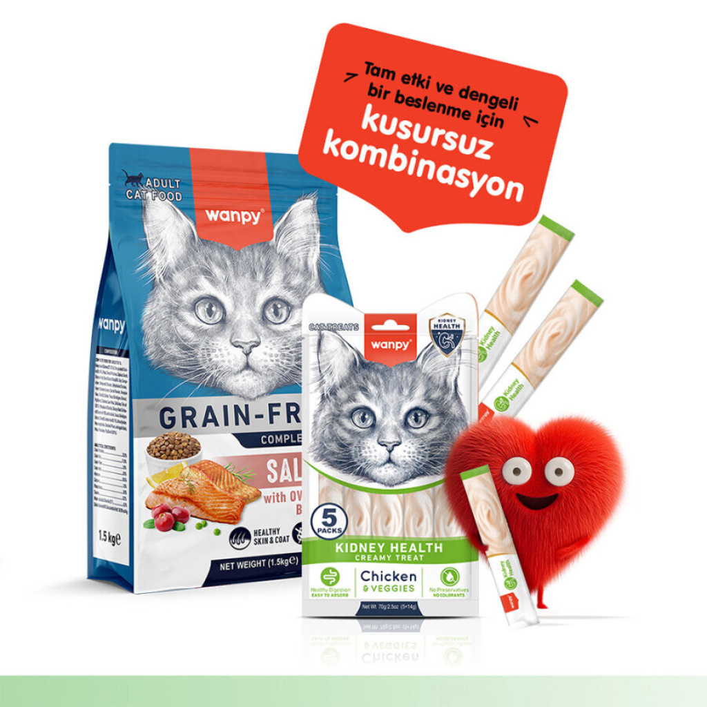 Wanpy Kidney Health Tavuklu ve Sebzeli Böbrek Sağlığı Desteği Krema Kedi Ödül Maması 14gr (5'li)