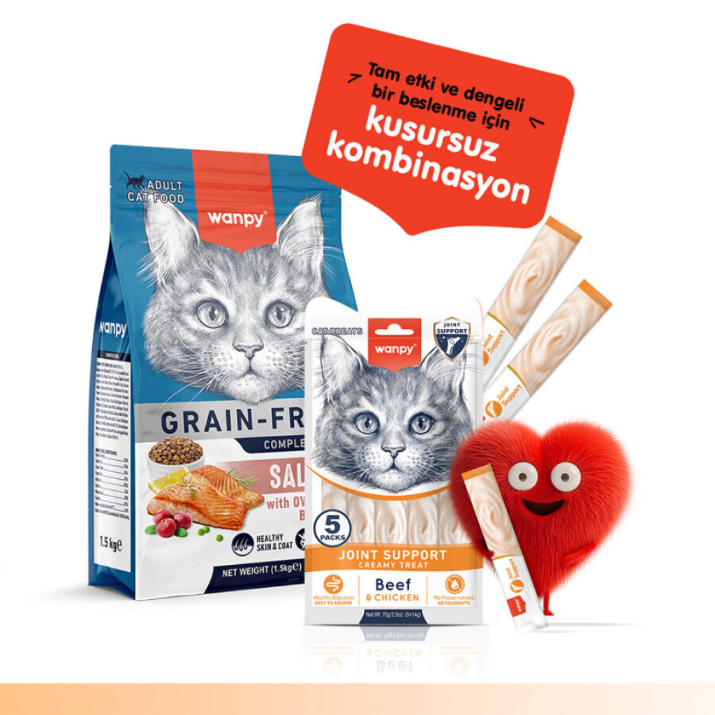 Wanpy Joint Support Sığır Etli ve Tavuklu Eklem Desteği Krema Kedi Ödül Maması 14gr (5'li)