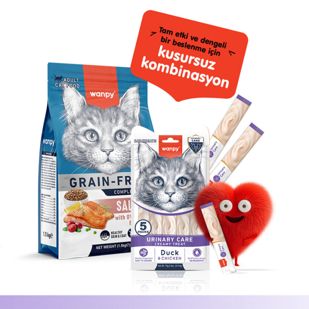 Wanpy Urinary Care Ördekli ve Tavuklu Üriner Sistem Desteği Krema Kedi Ödül Maması 14gr (5'li)