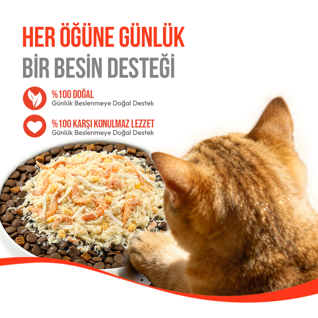 Wanpy Fluffy Topper Dondurularak Kurutulmuş Tavuk Karides ve Yumurta Sarılı Kedi Ödül Maması 30gr