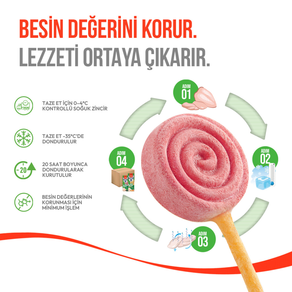 Wanpy LolliPop Dondurularak Kurutulmuş Yaban Mersinli Lolipop Köpek Ödül Maması 6gr (10'lu)