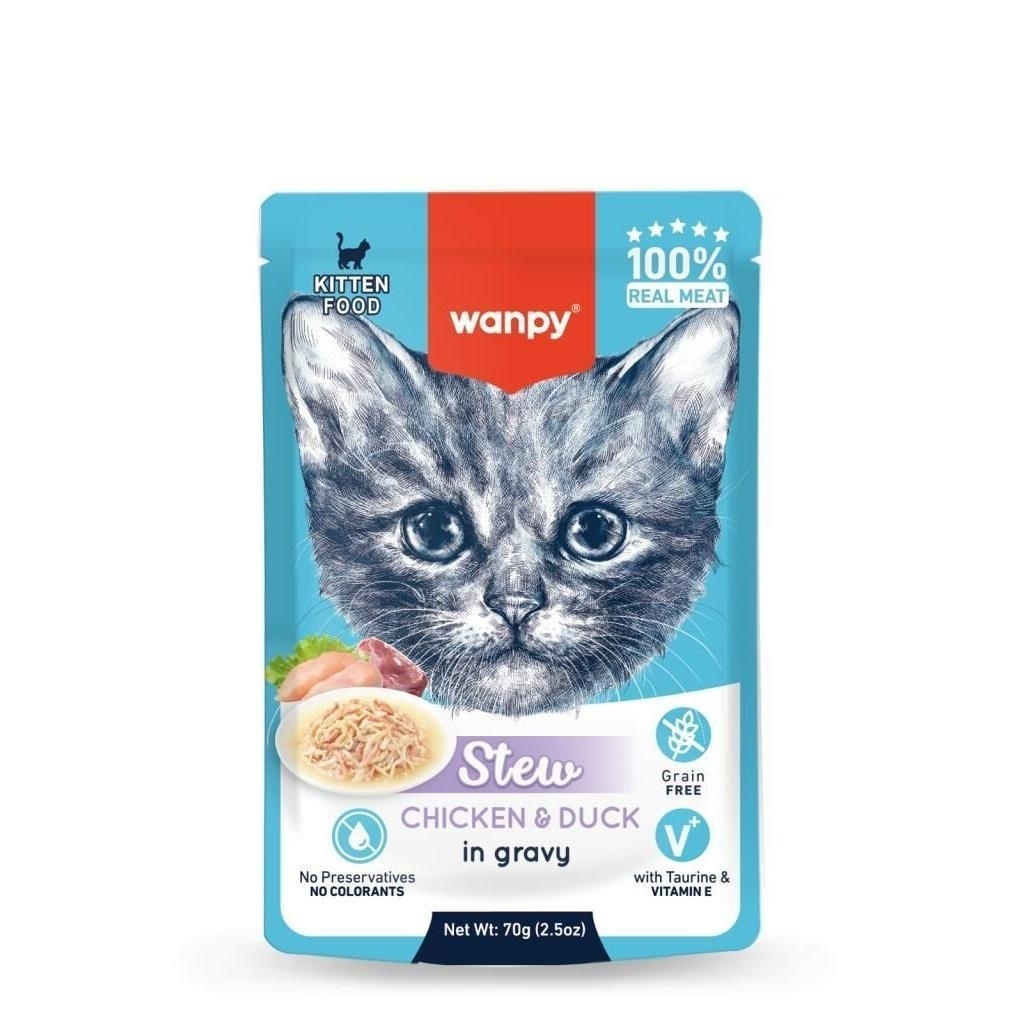 Wanpy Stew Sos İçinde Tavuk ve Ördekli Yavru Kedi Konservesi 70gr