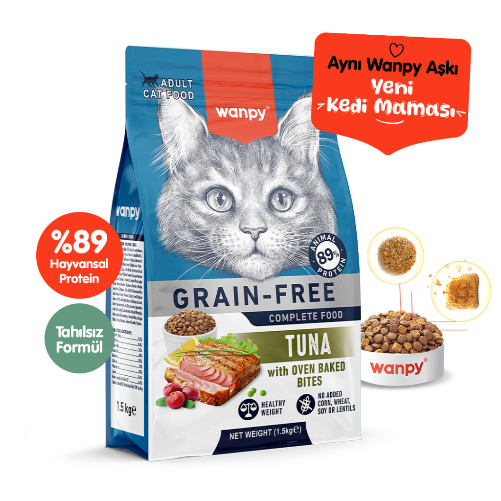Wanpy Ton Balıklı Tahılsız Yetişkin Kedi Maması 1,5kg